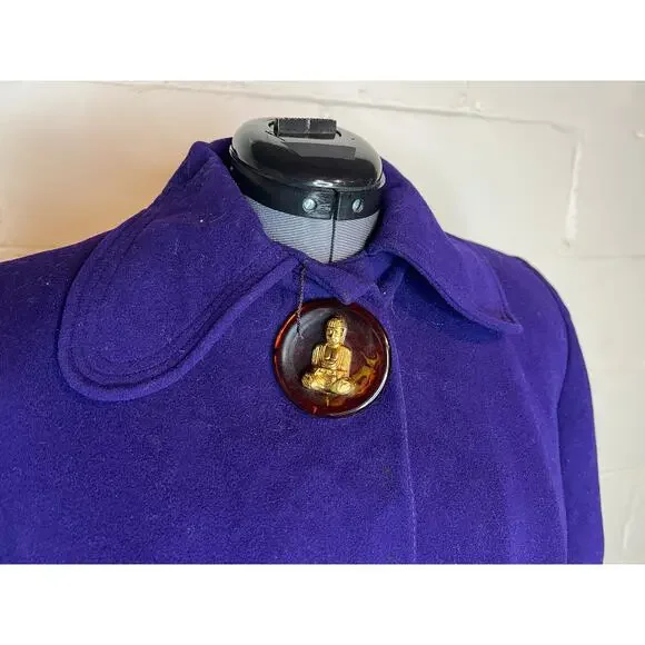 swing coat felted wool peter pan collar purple 1950s - Picture 3 of 9